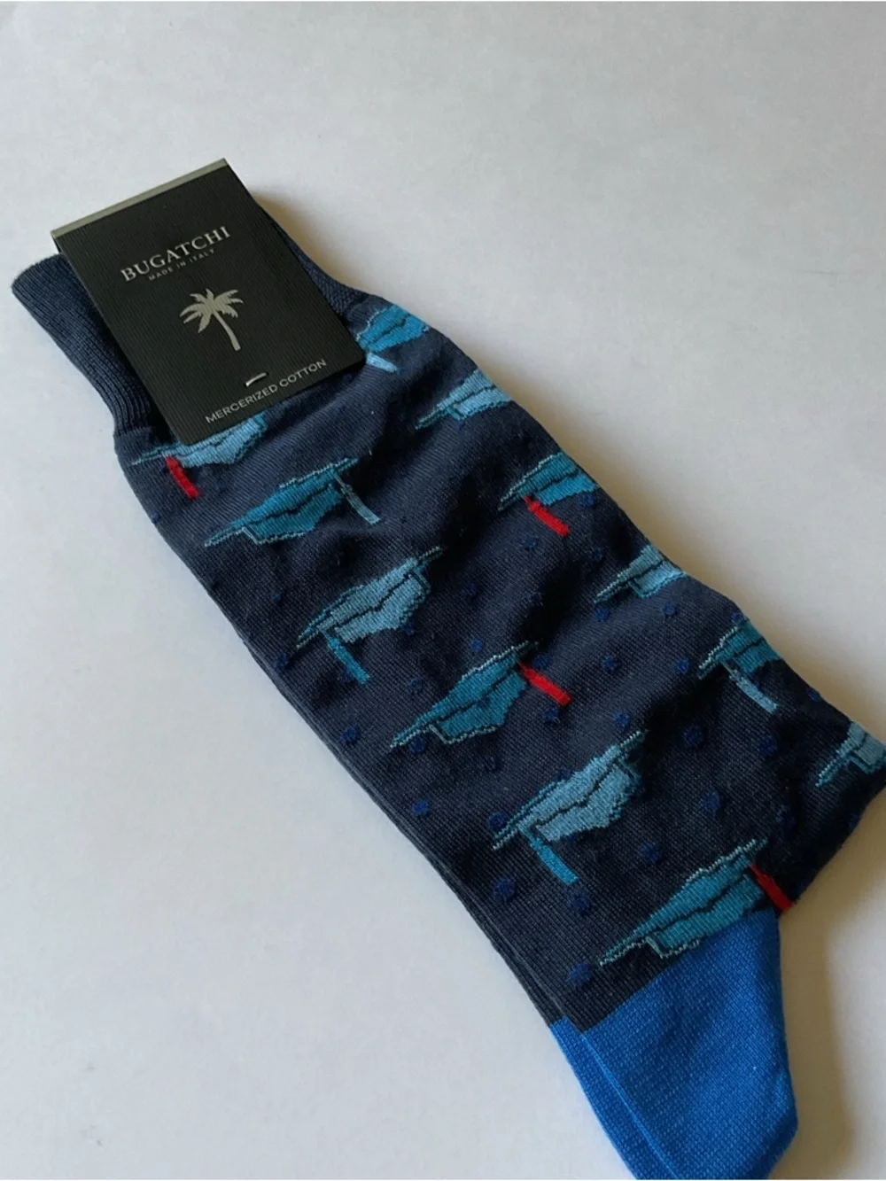BUGATCHI MENS COTTON SOCKS GRADUATION THEME BLUE CAPS RED TASSELS OS NWT